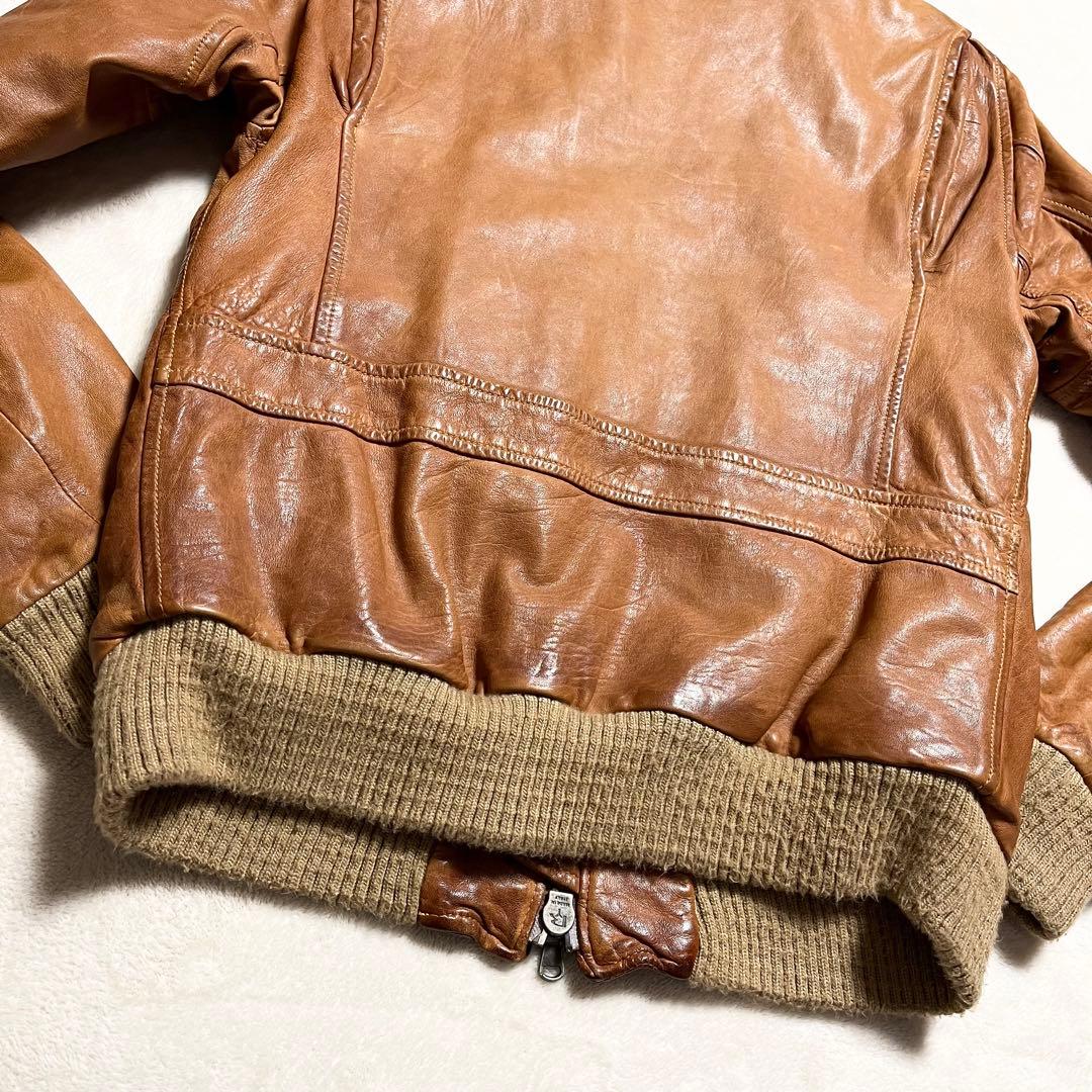 【希少】GIORGIO BRATO☆ライダース☆ファー付き☆羊革☆ブラウン☆48