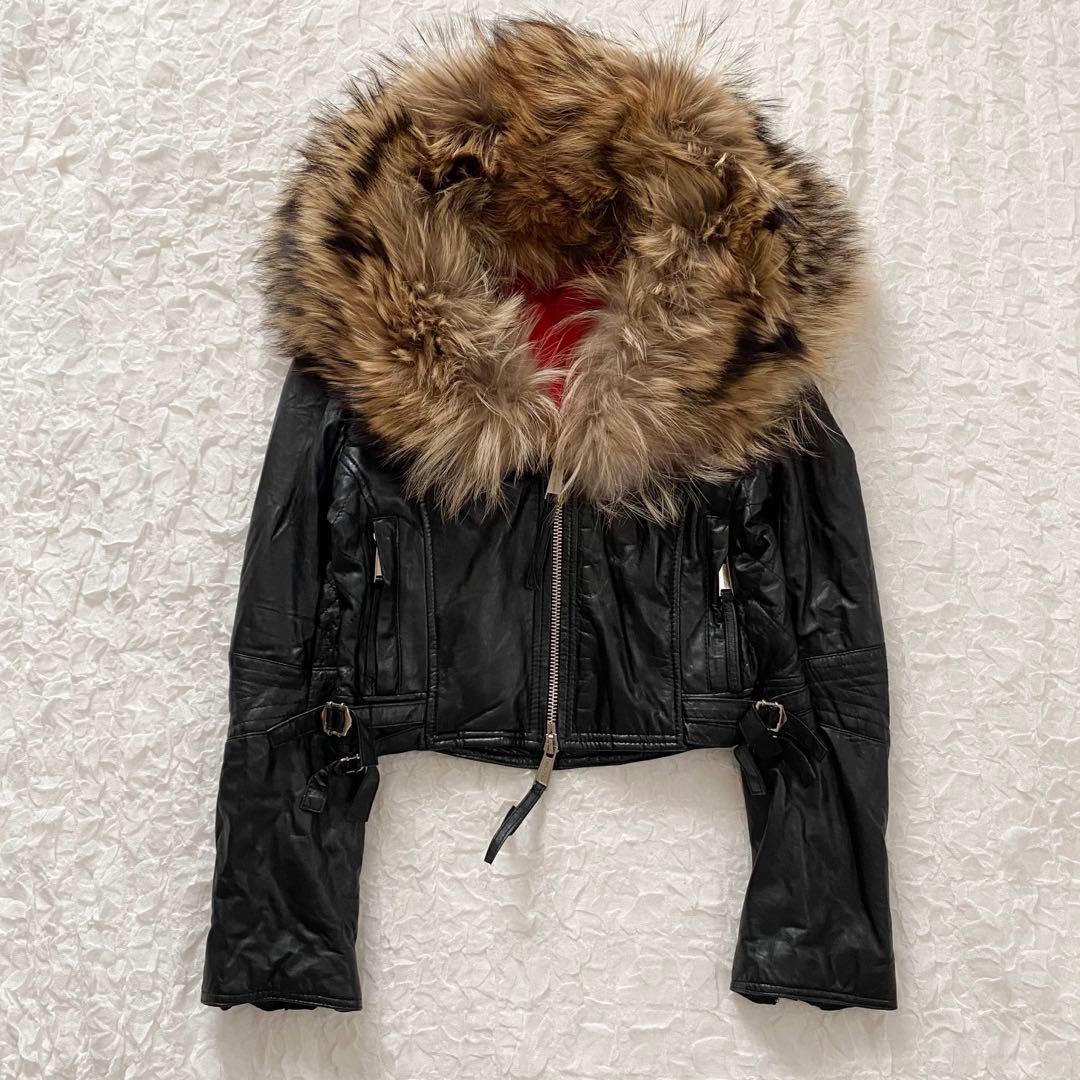 土日限定★DSQUARED 2 　レザージャケット　ファー付き　Y2K