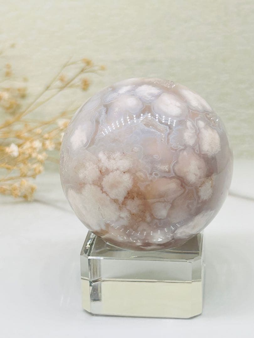 ☆癒し系天然石☆ 花満開　ピンクアメジストフラワースフィアΦ49.3mm