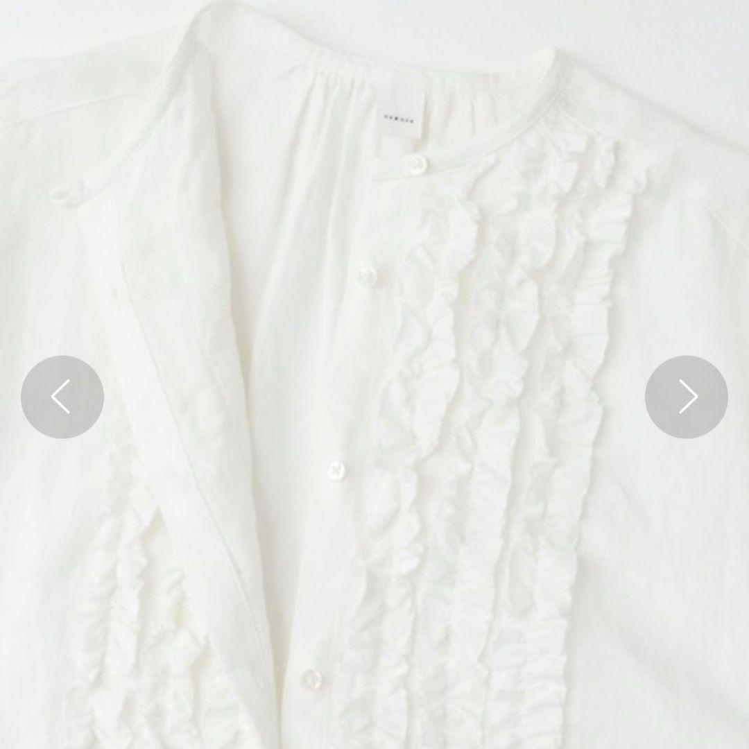 専用◎かぐれ　リネンフリルフレンチワイドシャツ　ホワイト