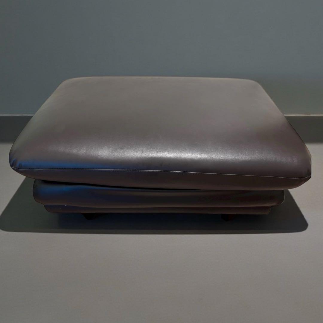 【関家具】レザーオットマン スツール 焦げ茶 合皮 モダンデザイン