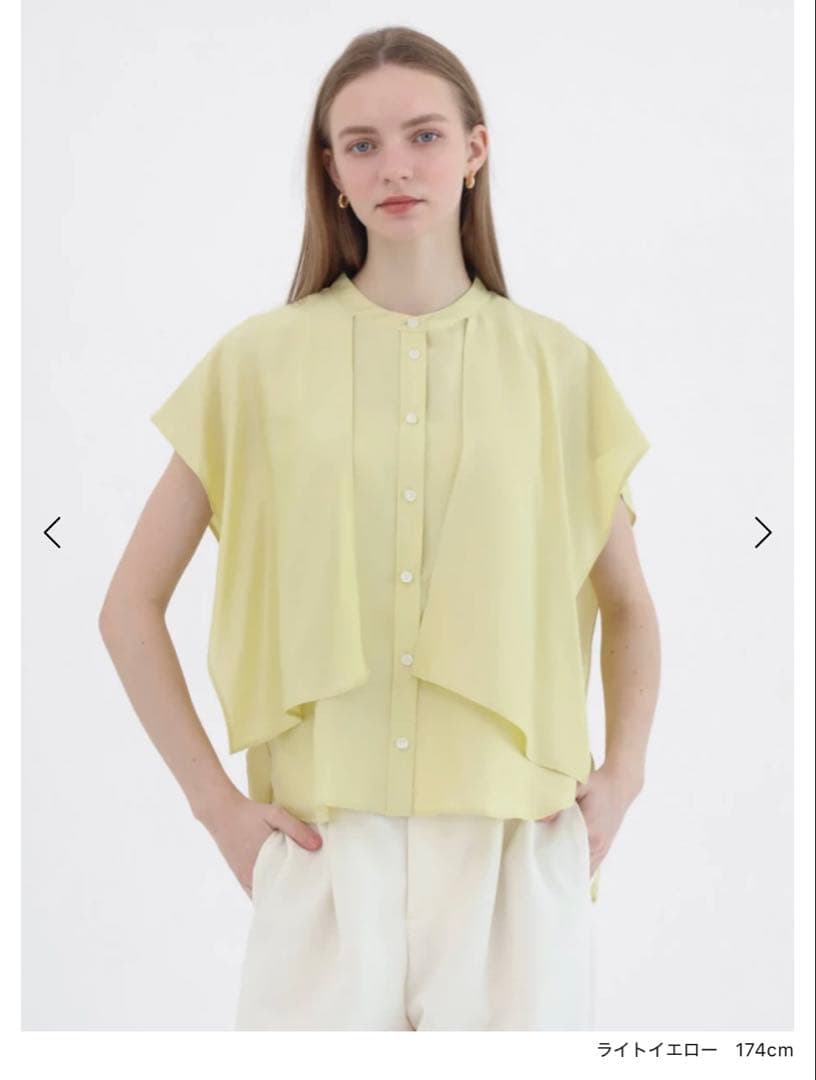 【今期新品未使用】ヤマダヤ　ケープシャツブラウス　Aga ライトイエロー