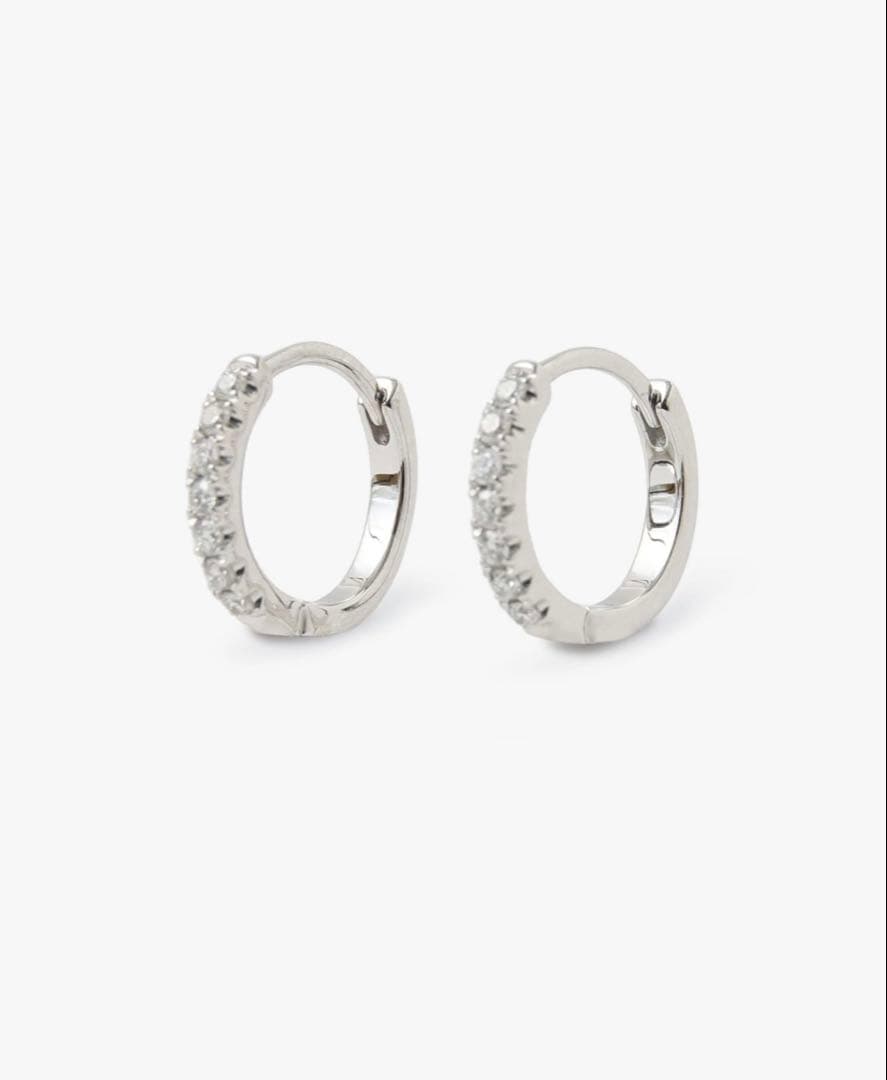 BETTINA JAVAHERI ミニサークル ホワイトダイヤモンドピアス