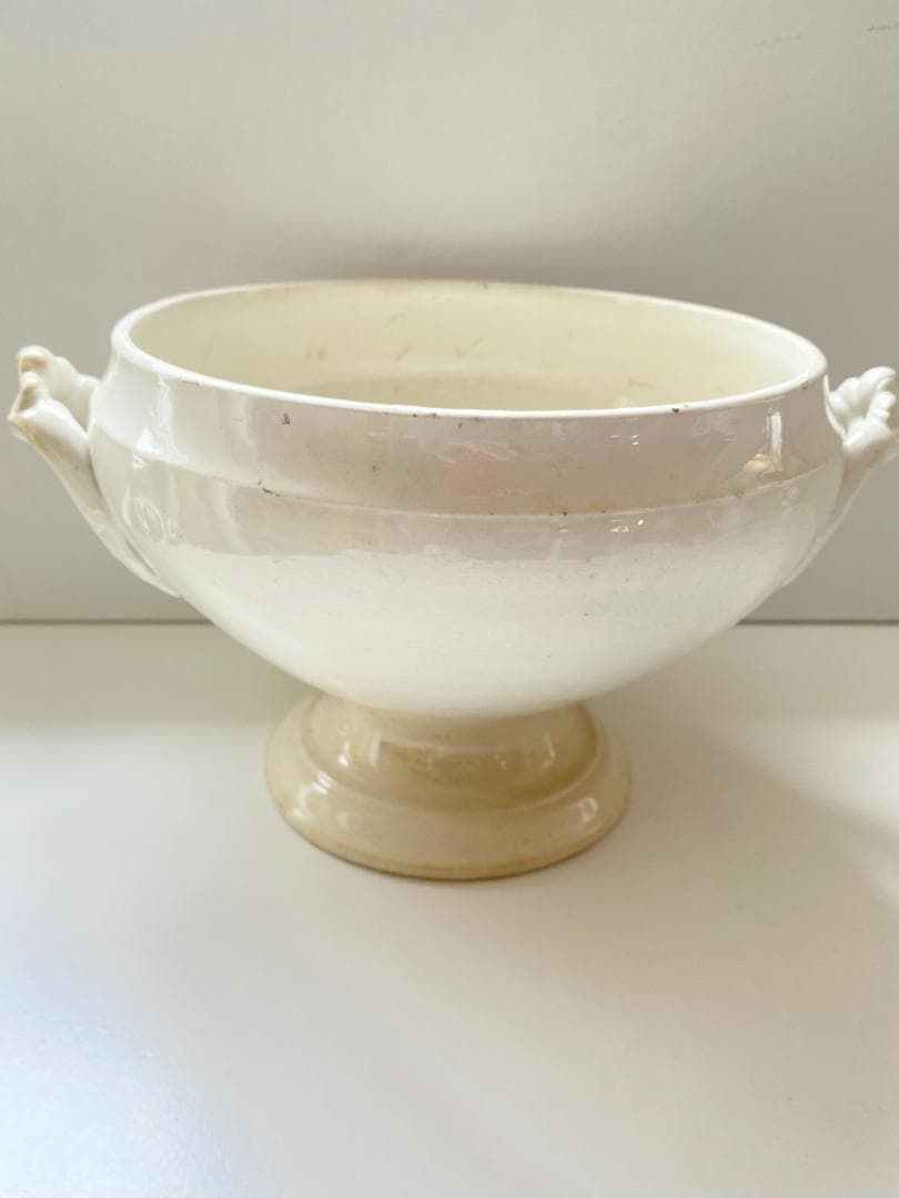 フランス アンティーク リュネビル 白釉 小ぶりのスーピエール