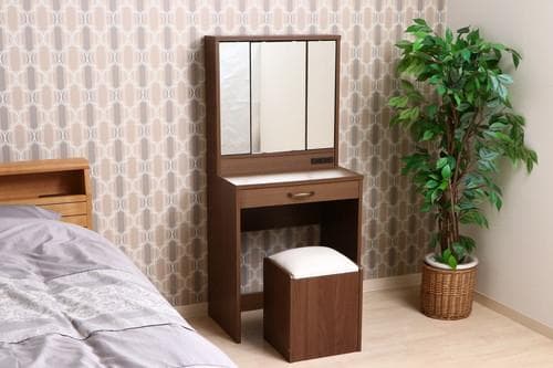 【新品・送料無料】ドレッサー（三面鏡）　スツール付き　ＭＢＲ