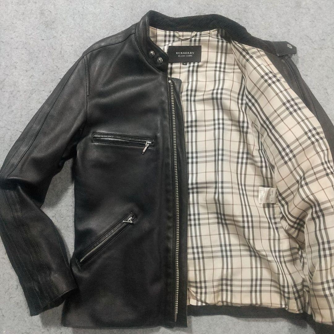 バーバリーブラックレーベル ライダース ブルゾン 革ジャン ラムレザー アウター