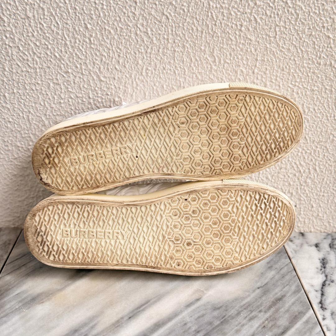 BURBERRY バーバリー ホワイトレザーローカットスニーカー TBモノグラム