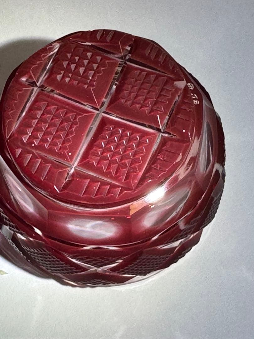 薩摩切子復元島津　赤　ミニ猪口 Shimadzu Satsuma Kiriko