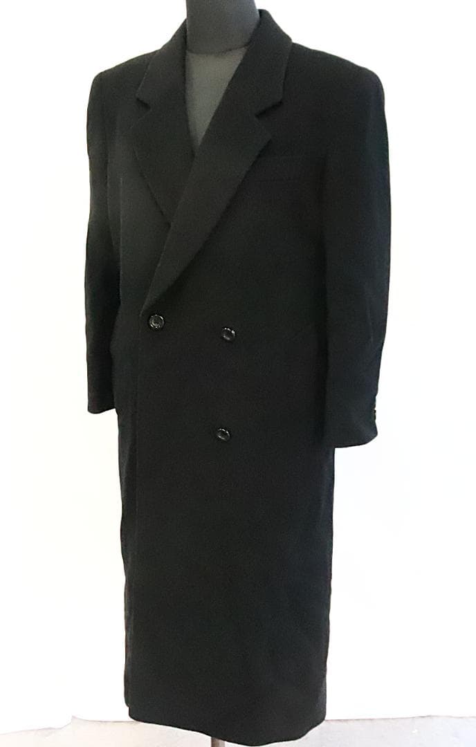 ★バーバリー チェスターコート ウール カシミヤ混 ブラック ダブルコート