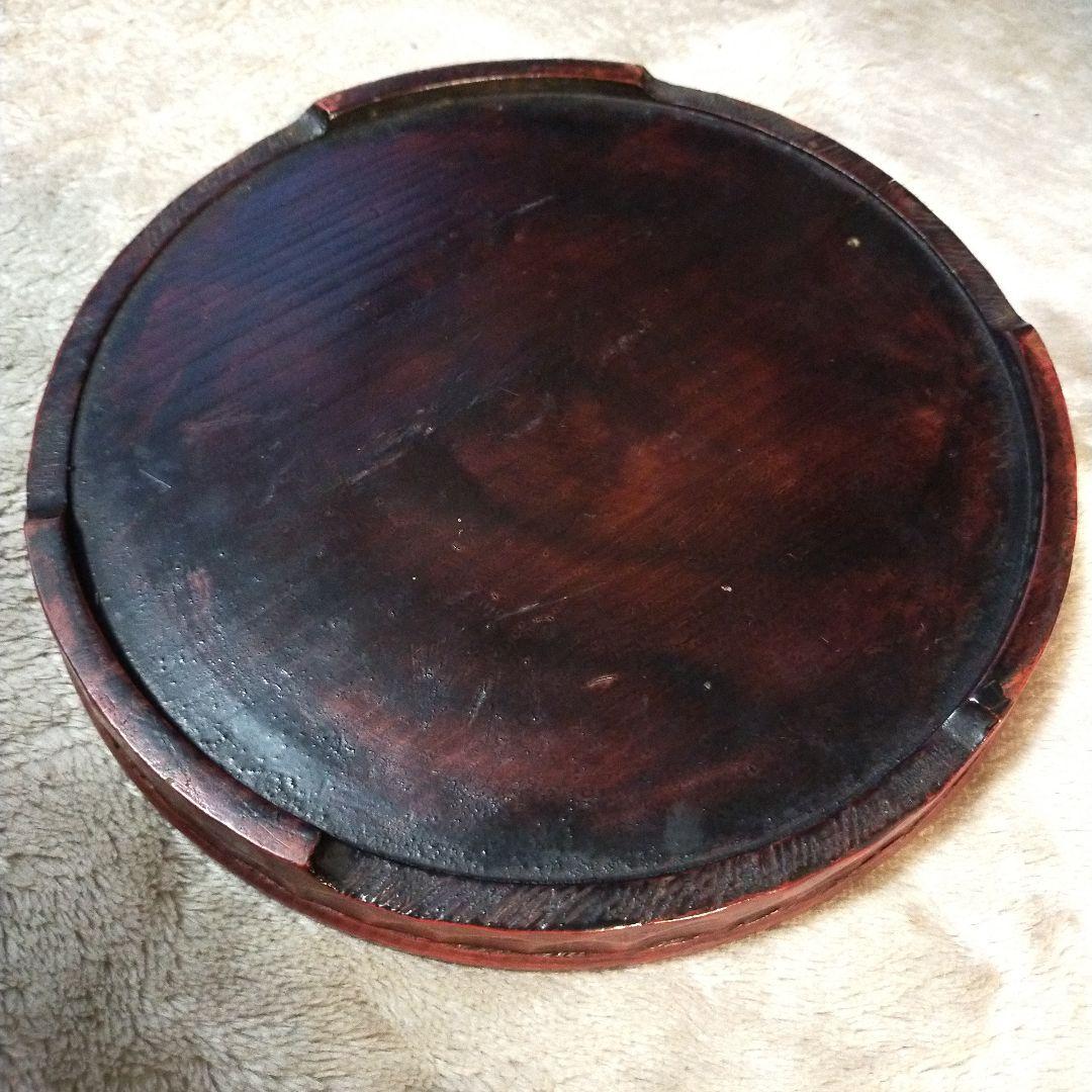 昭和レトロ　ヴィンテージ　木製　鎌倉彫　無垢材　お盆付きおひつ