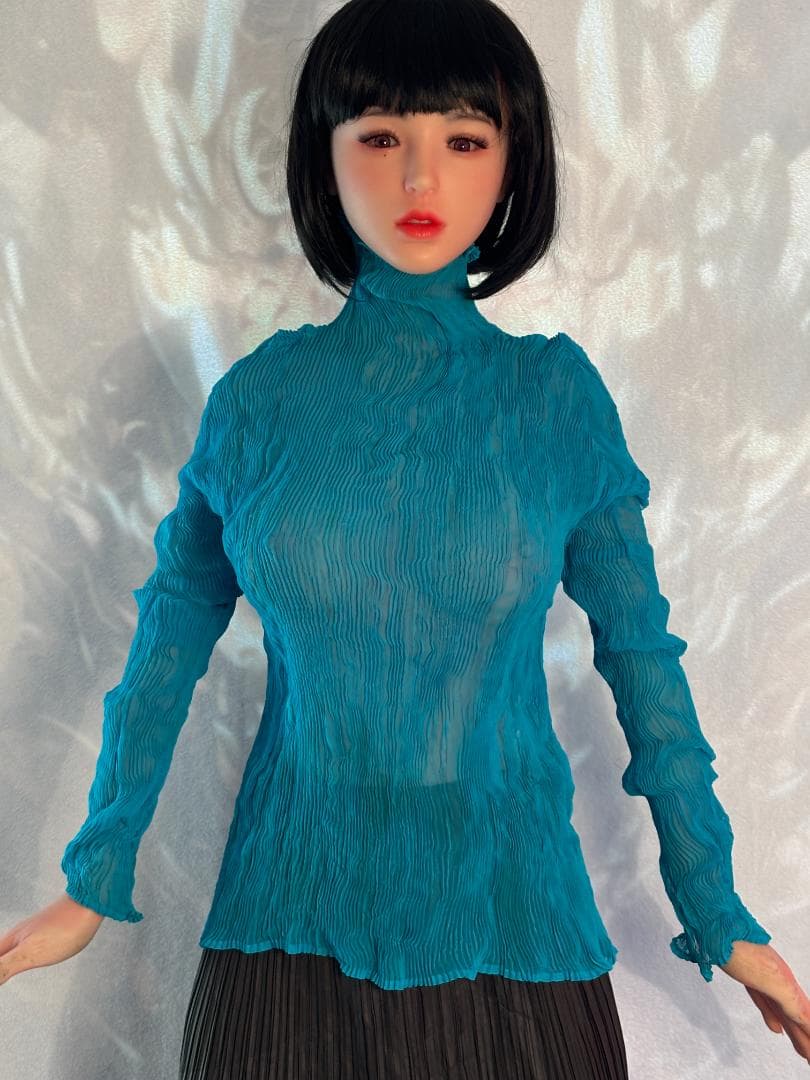 [希少] ISSEY MIYAKE しわプリーツ ライトブルートップス