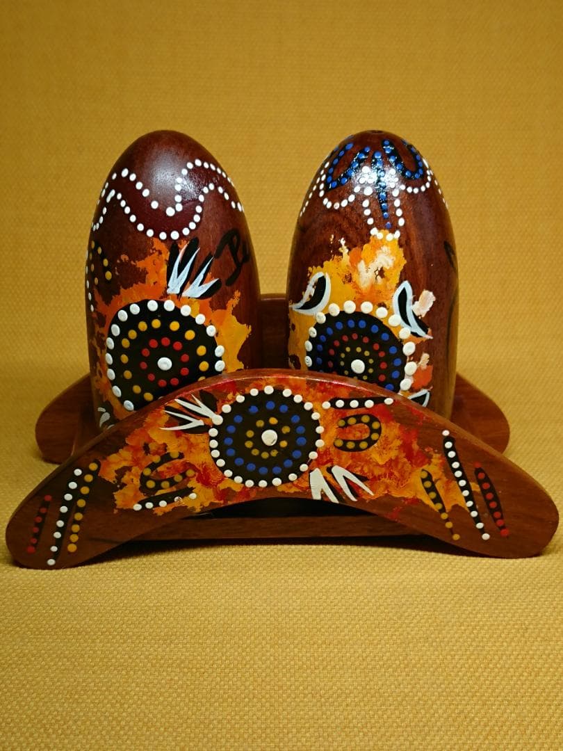 【美品】アート　アボリジニアート　置物　インテリア　工芸品　美術品　A1421