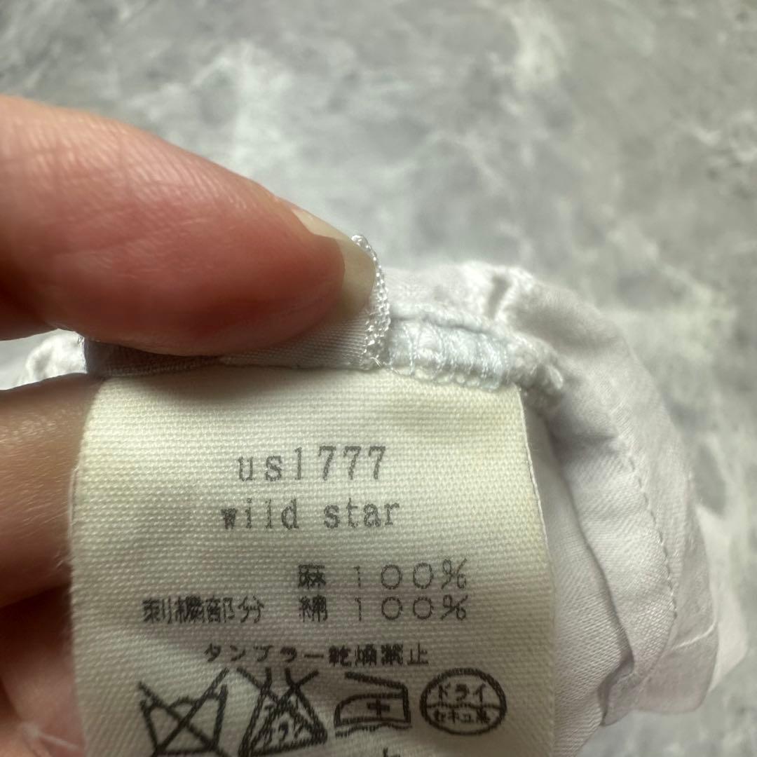 ミナペルホネン♡リネンブラウス　総柄刺繍　wild star グレー　丸襟　38