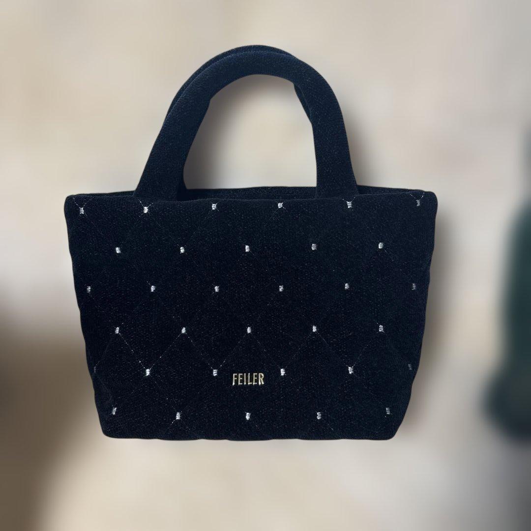 FEILER 黒 ユニ　キルティング柄　トートバッグ
