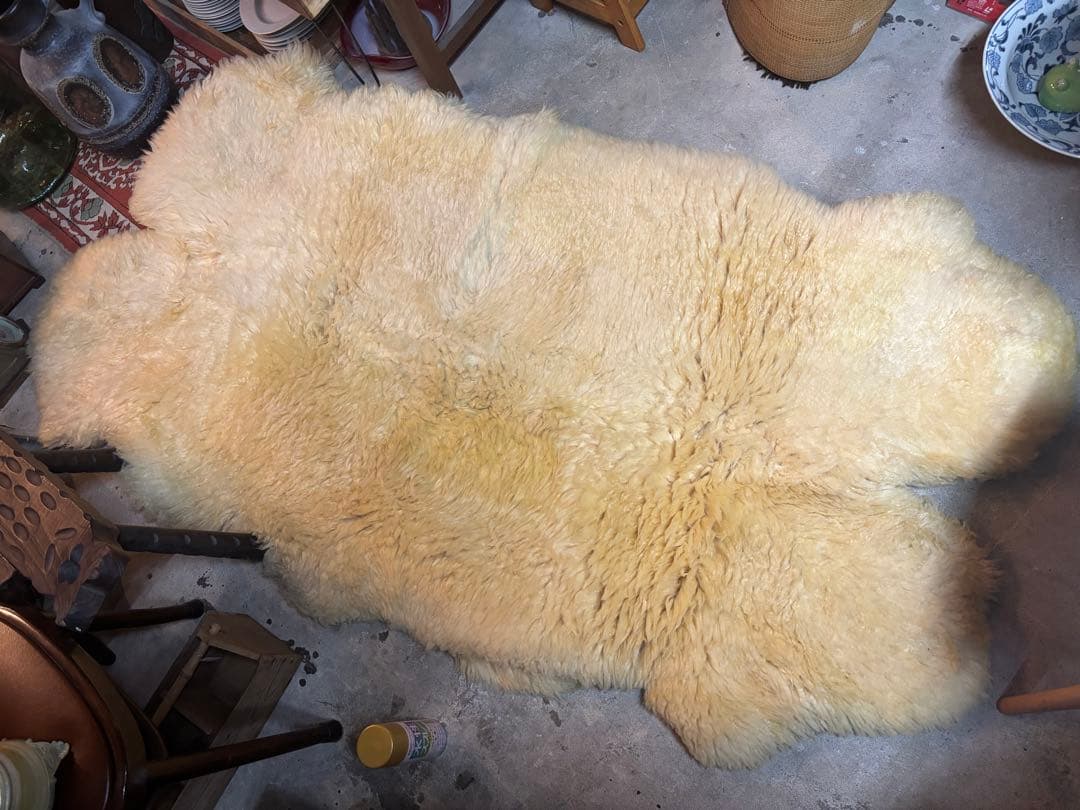 bowron ムートラグ 天然 羊皮 ラグ マット ホワイト