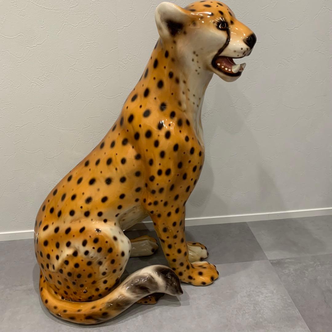 チーター レオパード パンサー ヒョウ ジャガー 陶器 置物 豹 オブジェ