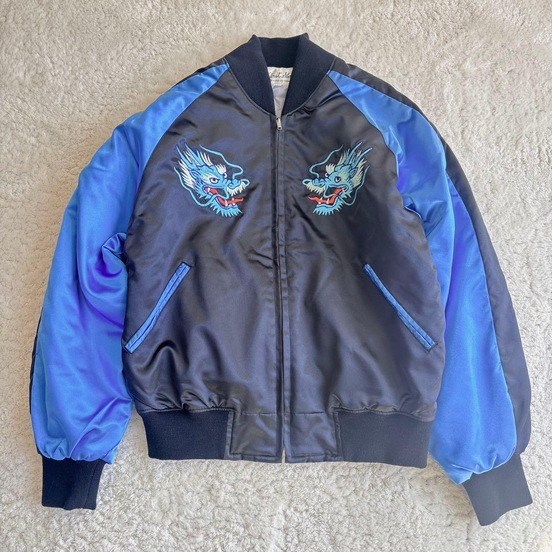 【希少】ファースト商会　スカジャン ブルードラゴン 美品　刺繍 サテン