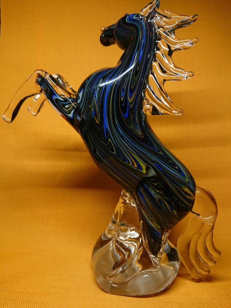 アンティーク　馬　跳ね馬　ガラス　ヨーロッパ　置物　工芸品　美術品　A2966