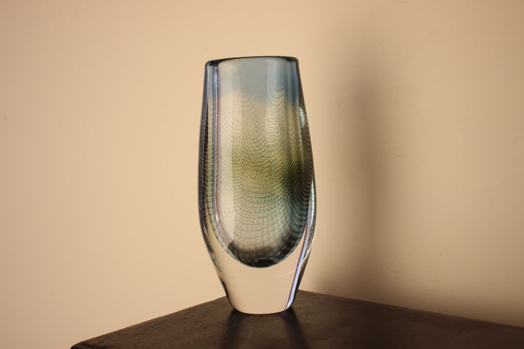 スウェーデン　オレフォス　クラーカ　ガラス　花瓶　フラワーベース