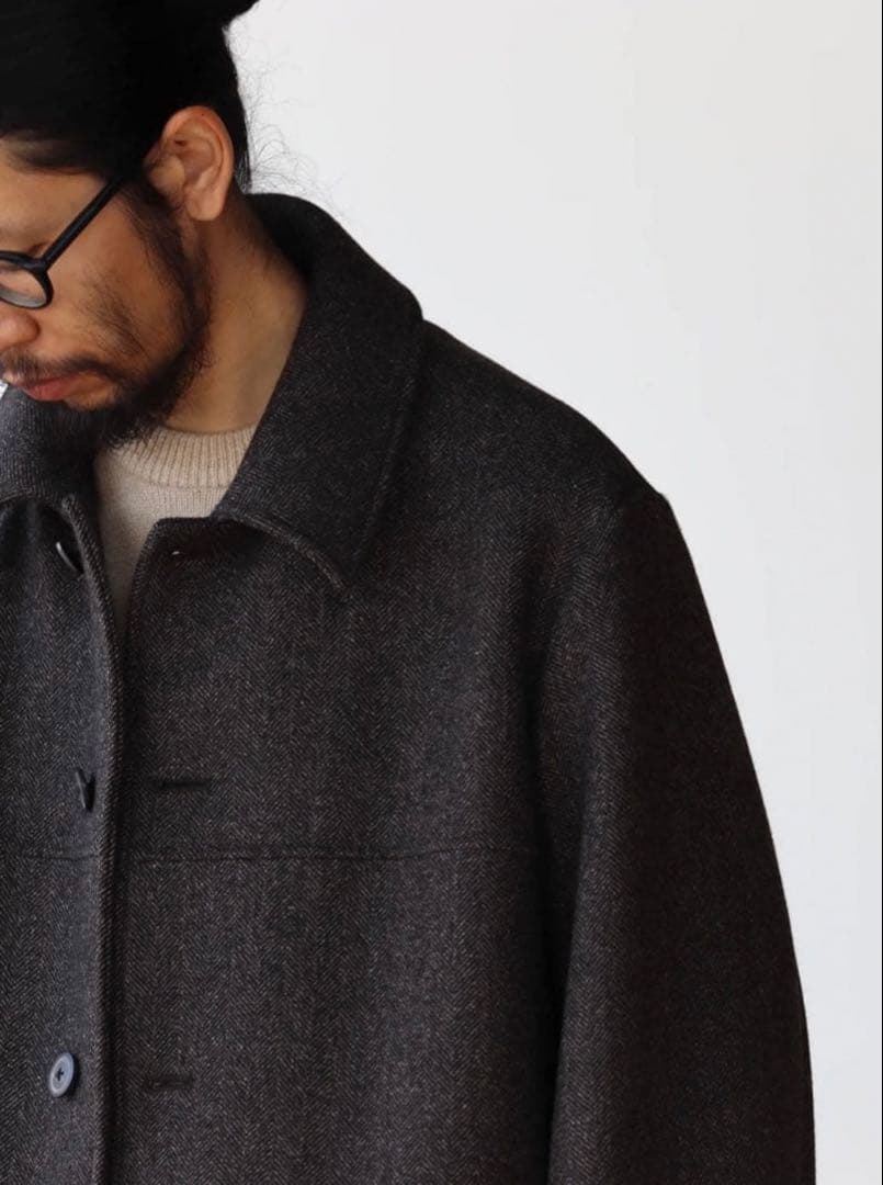 HERILL ヘリル ブラックシープ カーコート ヘリンボーン