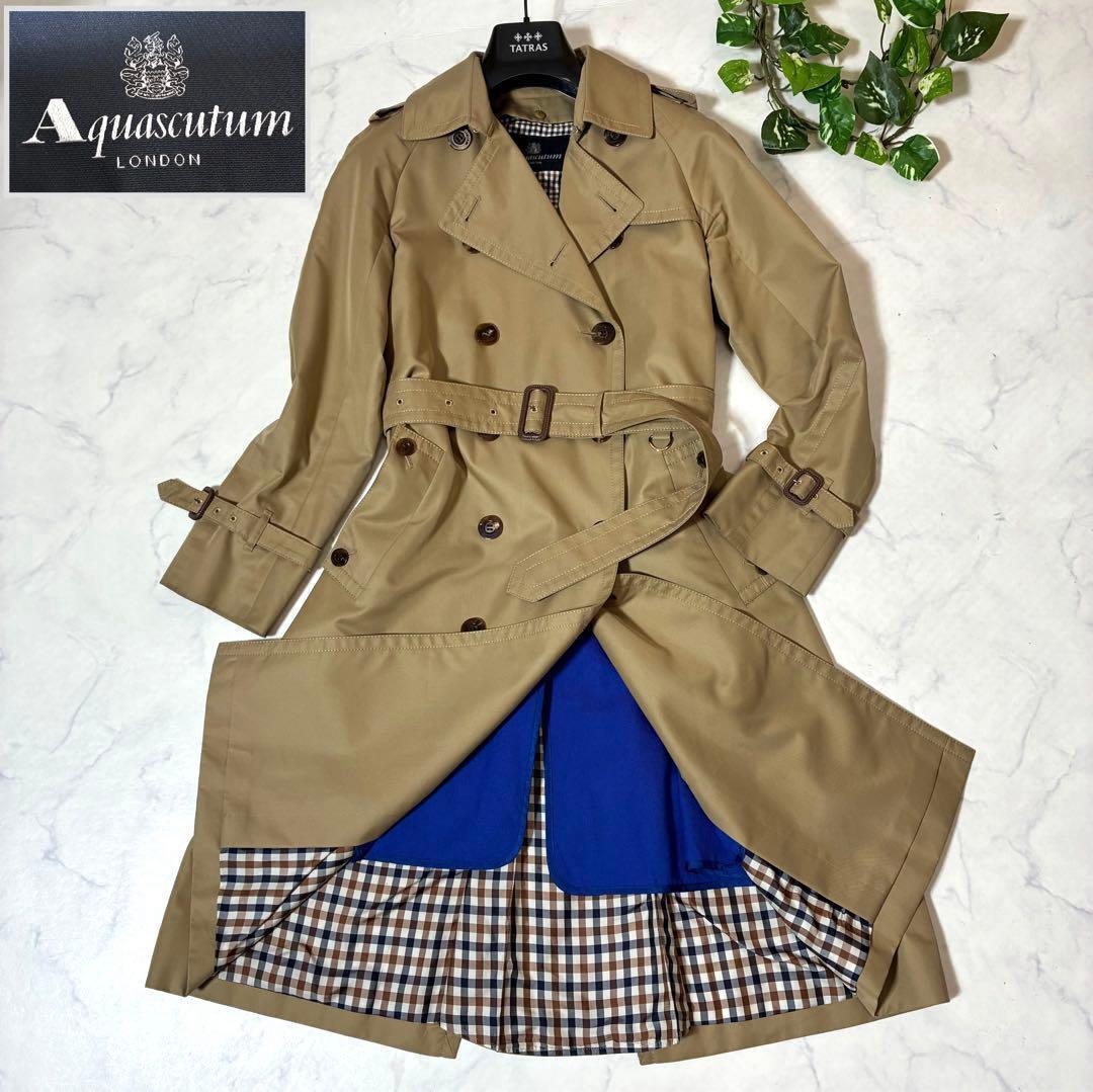 美品✨ アクアスキュータム トレンチコート M ベージュ系 ライナー ブルー