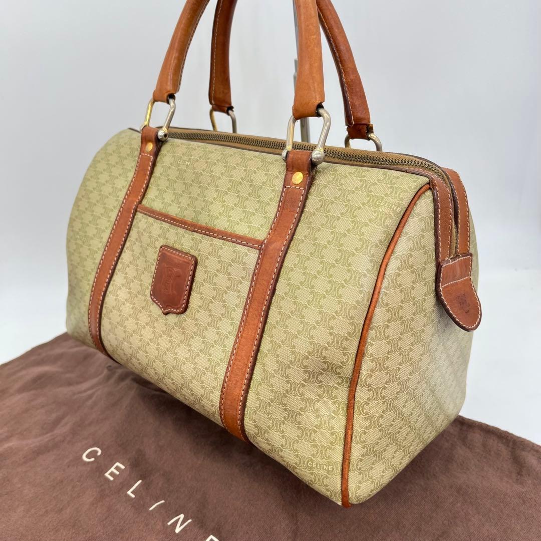 CELINE ハンドバッグ ボストン ホワイトマカダム柄 トリオンフ PVC
