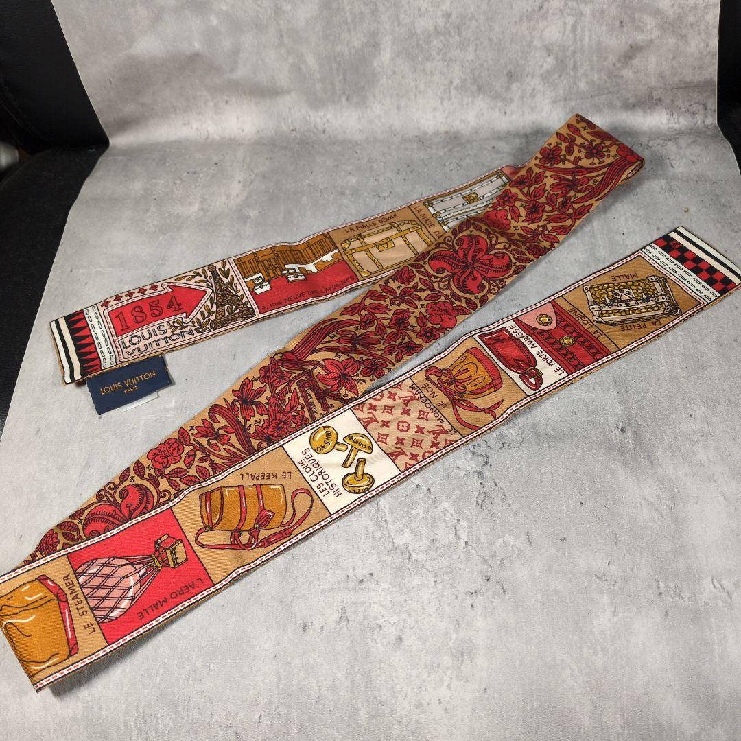 LOUIS VUITTON レッド マルチカラー スカーフ シルク100%