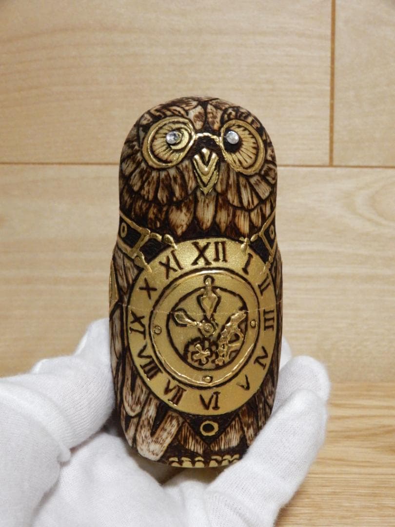 オクサナ・アキモワ　マトリョーシカ　スチームパンク風ふくろう梟フクロウ　作家もの