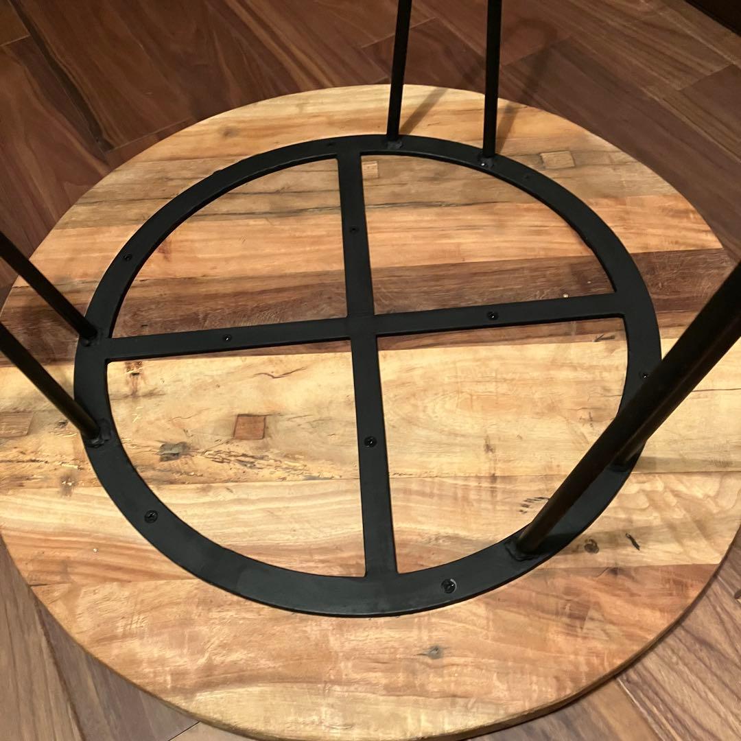古材とアイアンのコーヒーテーブル ヴィンテージ風サイドテーブル 丸円型60cm