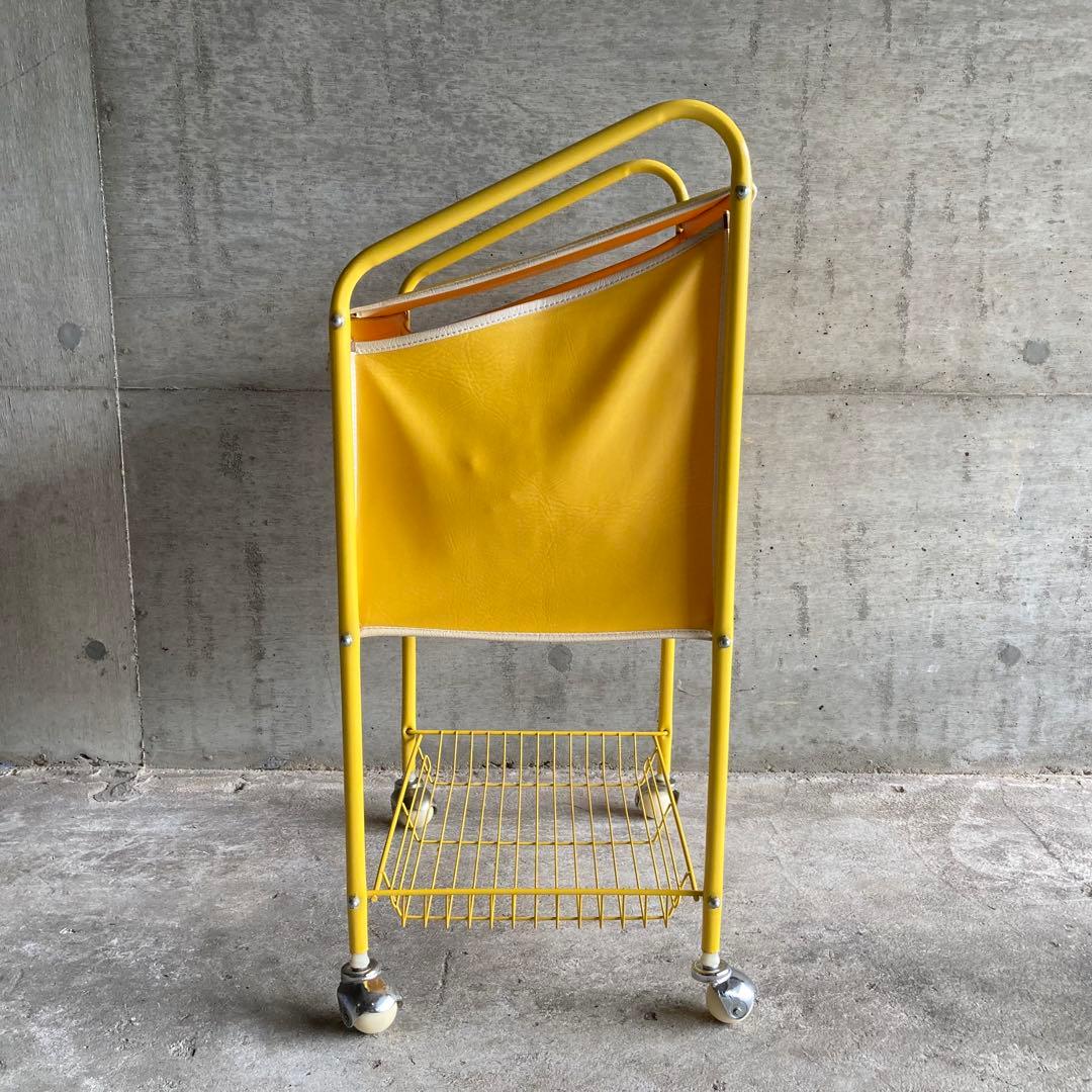 ウッドペッカー ワゴン カート ラック カゴ 収納 黄色 ポップ レア レトロ