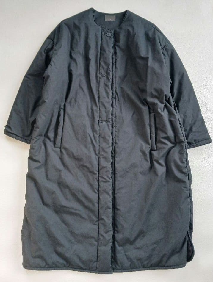 オローネ　フォーカスウォームコート　ブラック　ノーカラー　ロングコート　日本製