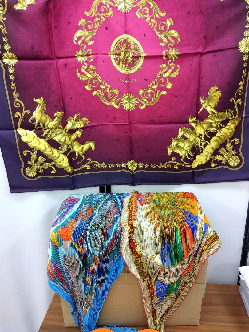 エルメス カレ90 プリーツスカーフ 3枚セット