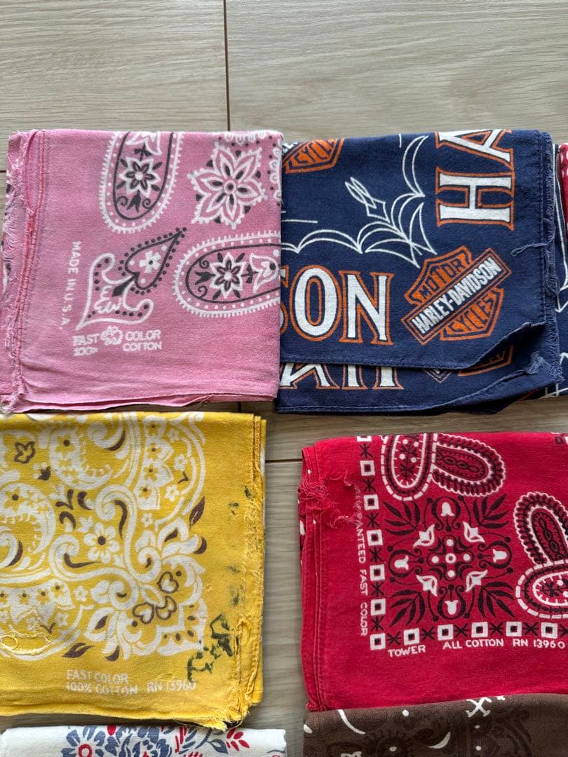 【写真追加】11枚セット vintageビンテージ USA製 バンダナ