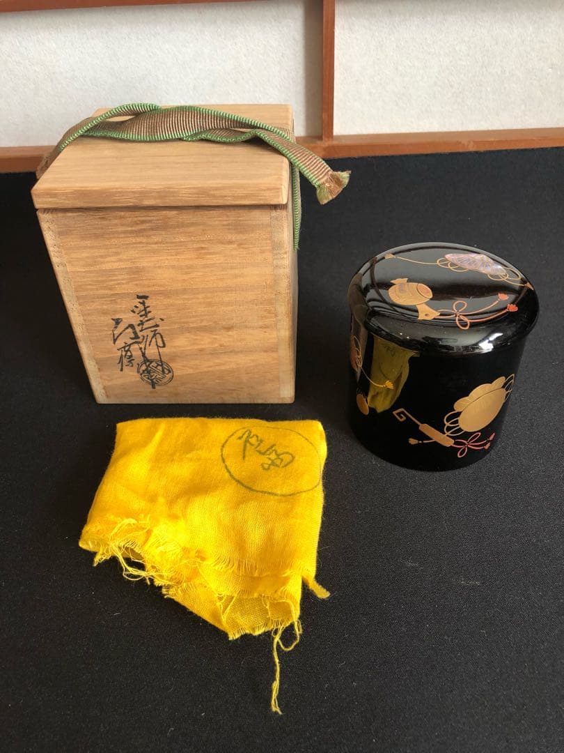 茶道具 なつめ 中棗 絵巻物 珊瑚 螺鈿細工