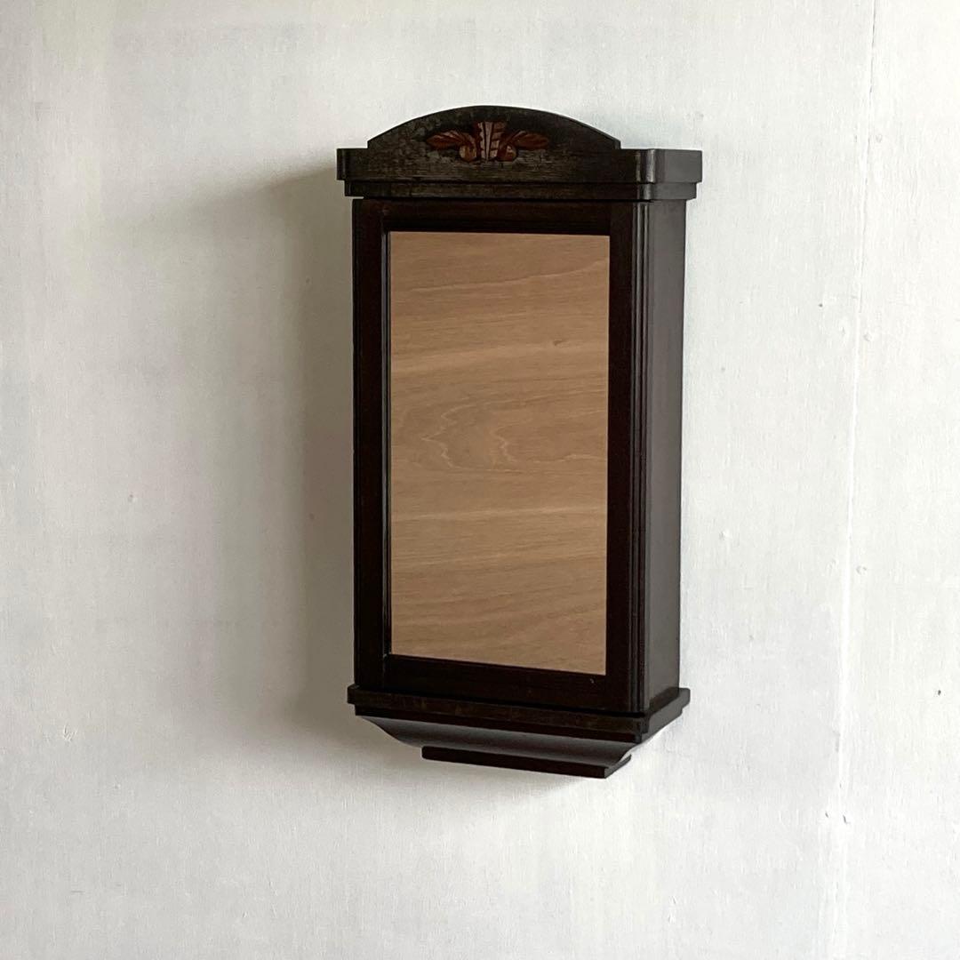 古い3段 飾り棚 ミラーキャビネット ドレッサー ウォールミラー