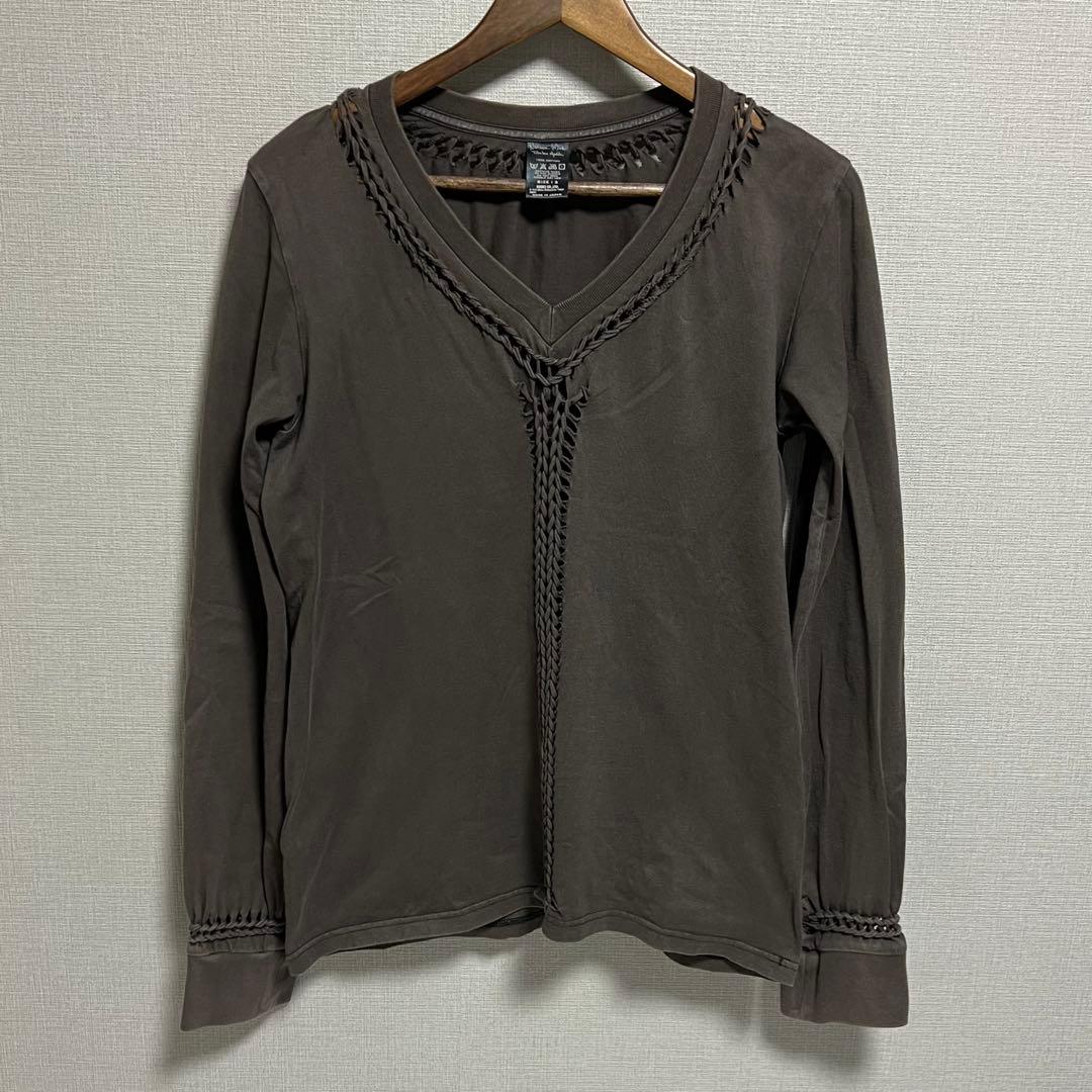 07SS ナンバーナイン 編み込みカットソー ロンT ブラウン BIRDS期