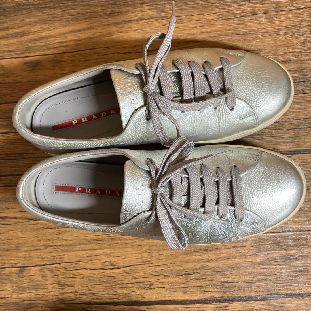 （K26086）プラダ PRADA スニーカー サイズ7（約26㎝） シルバー