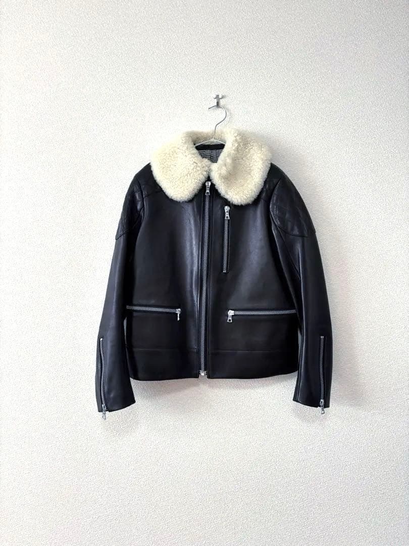 ドゥロワー　drawer ライダースジャケット　ボア襟　ムートン　ジャケット