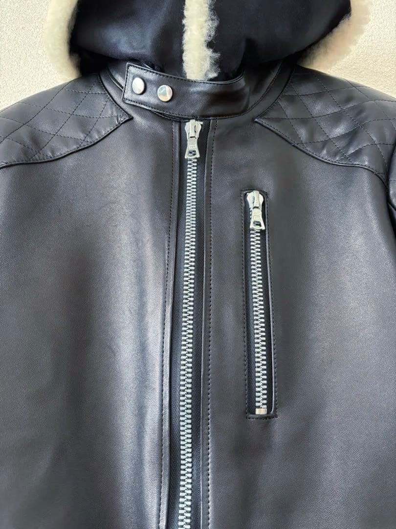 ドゥロワー　drawer ライダースジャケット　ボア襟　ムートン　ジャケット