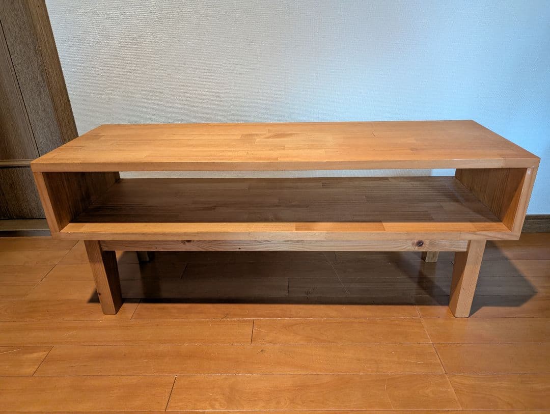 《送料込》無印良品 タモ材 オープンシェルフ 脚付キャビネット 棚 木製 廃盤品