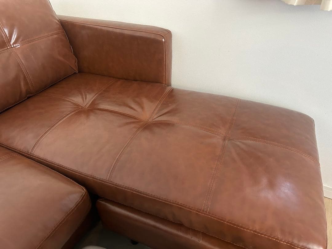 カルロス　3人掛けL字ソファ　オットマン付き