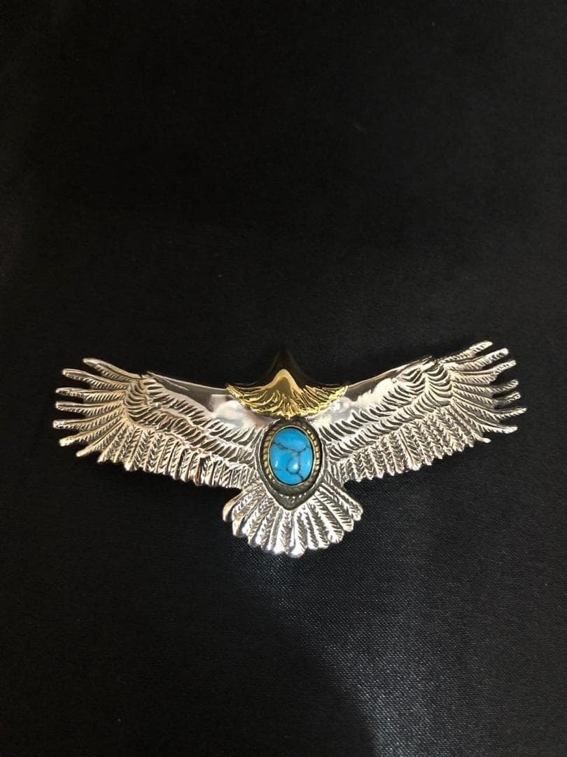 シルバー925 ペンダントトップ　イーグル　ターコイズ　5-3 4876
