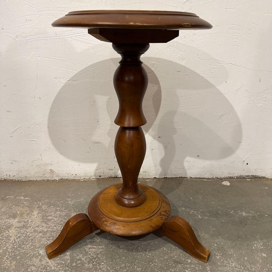 ヴィンテージ 木製サイドテーブル　ラウンドテーブル　花台
