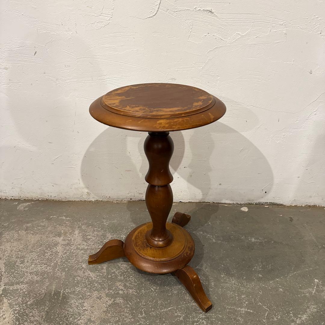 ヴィンテージ 木製サイドテーブル　ラウンドテーブル　花台