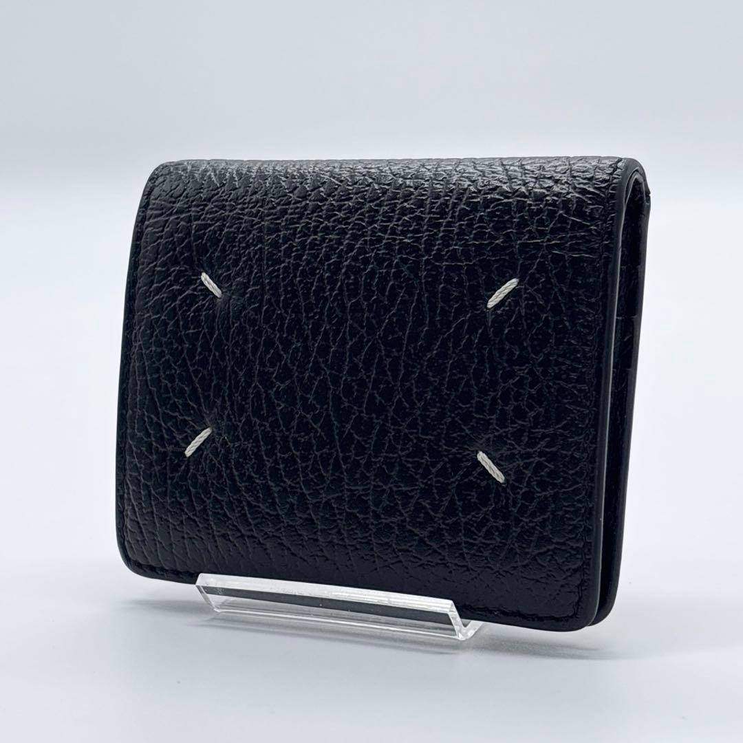 美品✨ メゾンマルジェラ　2つ折り財布 4ステッチ ペブルレザー シボ革