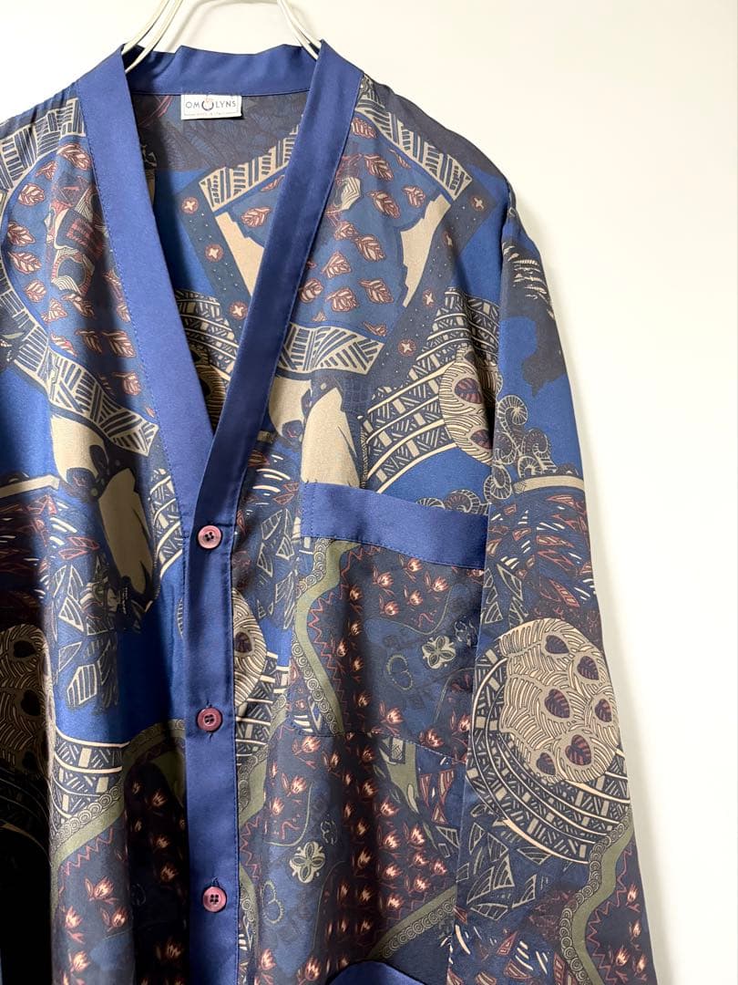 90sヴィンテージ 総柄シャツ 抽象柄 アートプリント 馬柄 イタリア製 古着