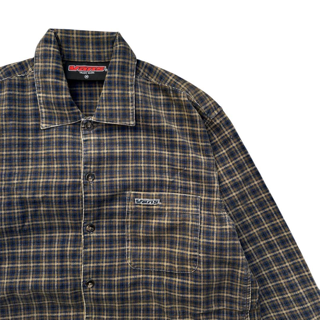 90s VANS バンズ コーデュロイシャツ チェック ブラウン M