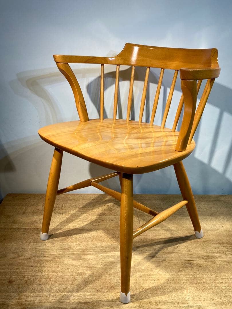 画像83枚 キツツキ ダイニングチェア リペア有 ナチュラル 昭和56年 アーム