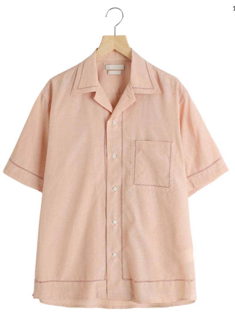 トップス YOKE EMBROIDAREY OPEN COLLAR SHIRT