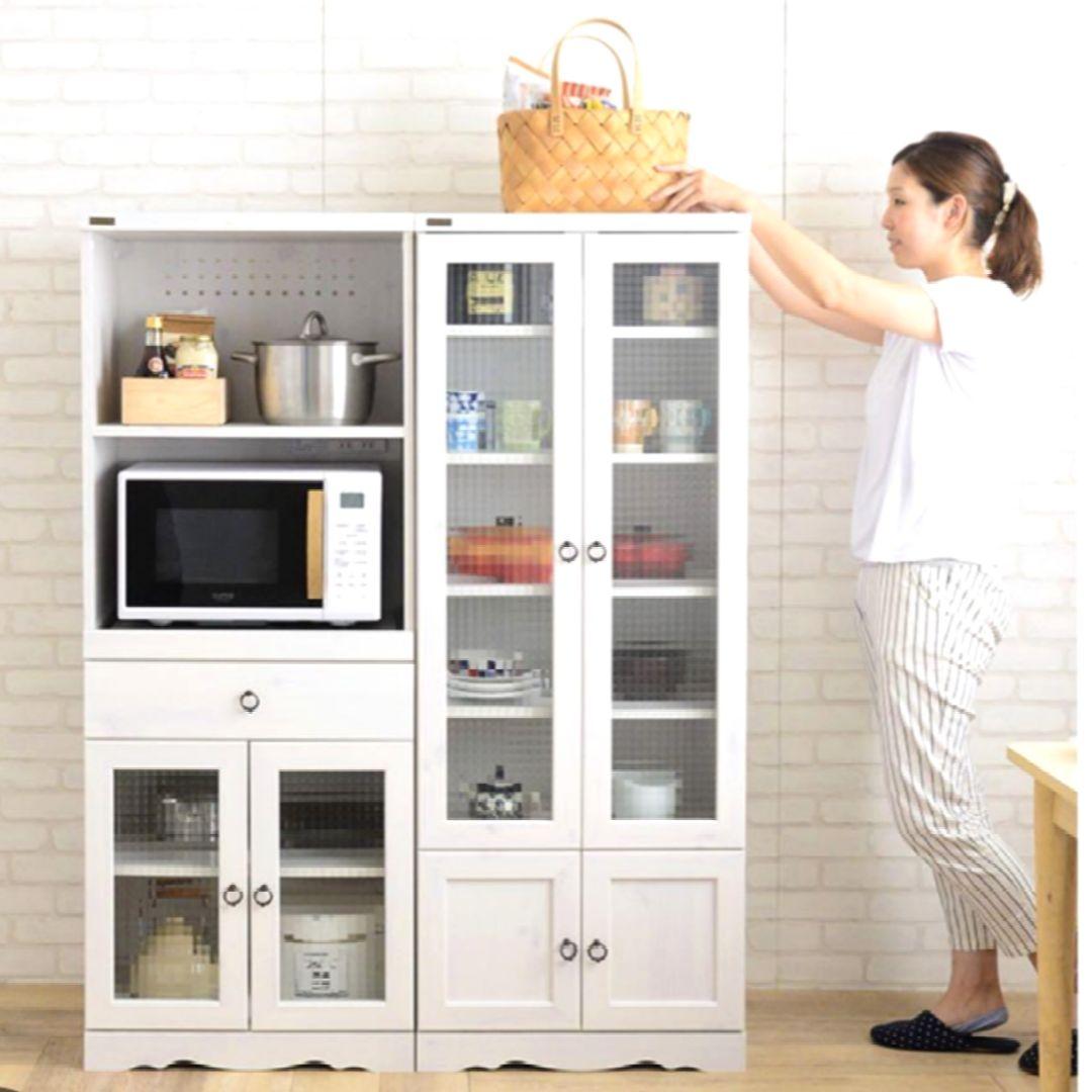 【未使用　未組立】Bistro ビストロ 食器棚 クロスガラス ブラウン